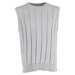 Mr. P. Ribbed Knit Vest in Grey Cotton